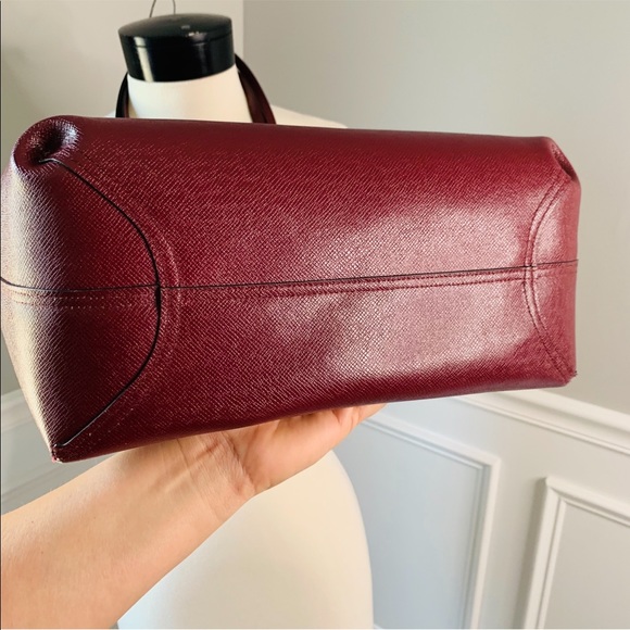Coach Reversible Burgundy Cranberry Leather Tote - Picture 6 of 11